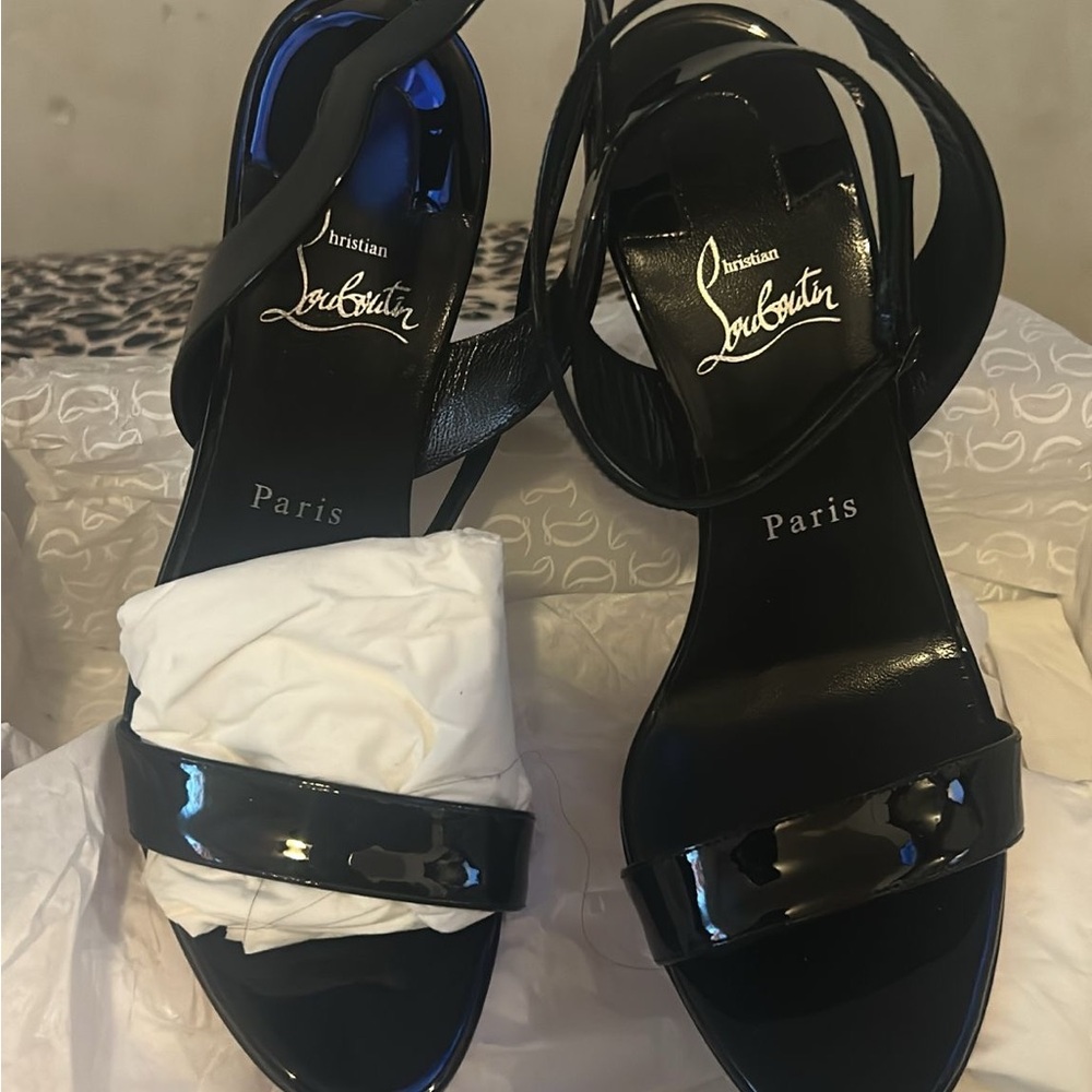 Christian Louboutin Black Patent Leather Sandals